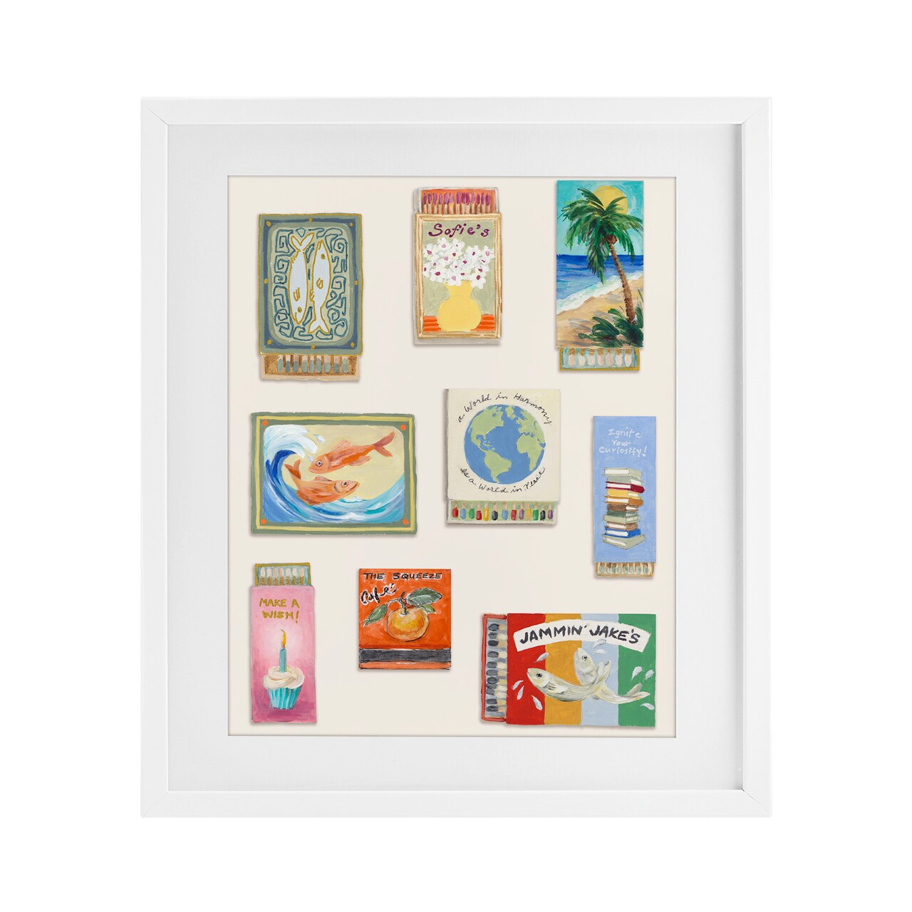 Stupell Industries World Matchbox Collection Framed Print Under Glass, design by Lanie Loreth